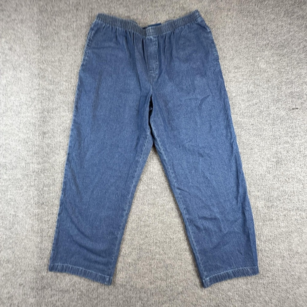 VTG Basic Editions Jeans Mens 36x29 Blue Relaxed Fit Elastic Waist Denim Pants